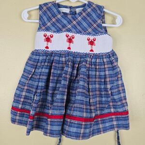 Carriage Boutique cotton smocked lobster dress size 6m